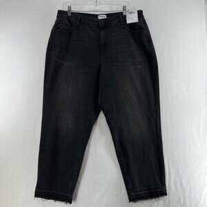 Sonoma Curvy Mid Rise Slim-Fit Ankle Jeans Women 18 High Rise Raw Hem Black Wash